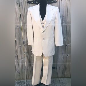 Vtg 1970s Johnny Carson 3 Piece Leisure Suit Tailored For Fine Bros.-Matison Co